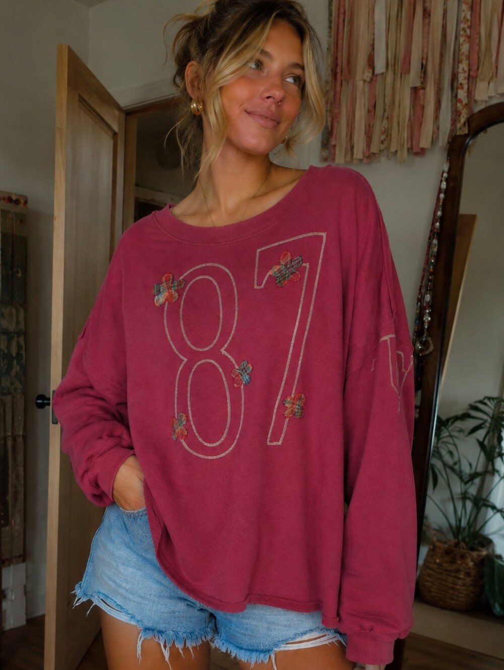 NWOT! Free People X Tricia Fix Flower Patchwork Sweatshirt